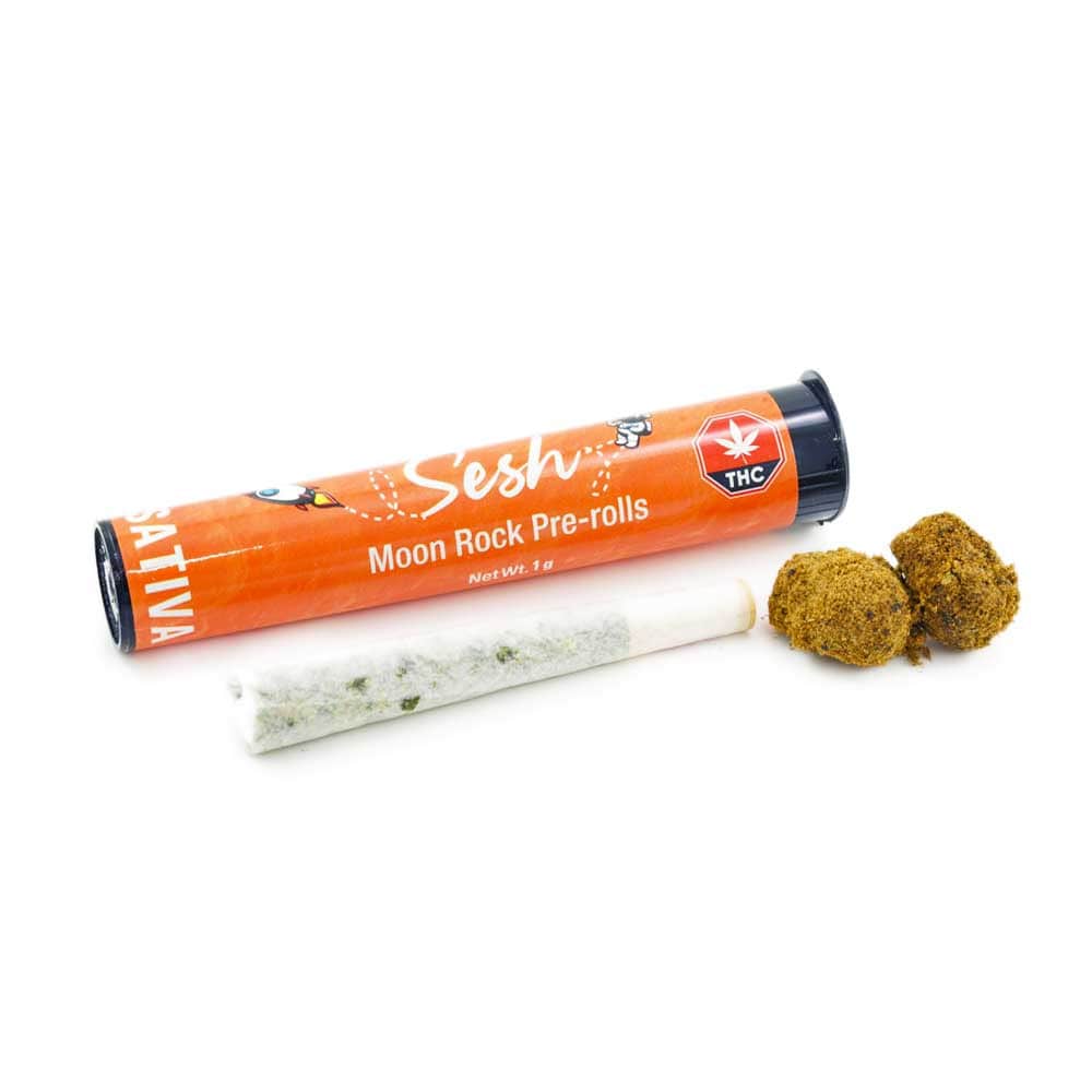 Sesh Moon Rock Pre Roll Joint Sativa online Canada for sale online at Chronic Farms weed dispensary and mail order marijuana pot shop for BC cannabis, Alberta Cannabis, dab pen, shatter, and weed vapes.