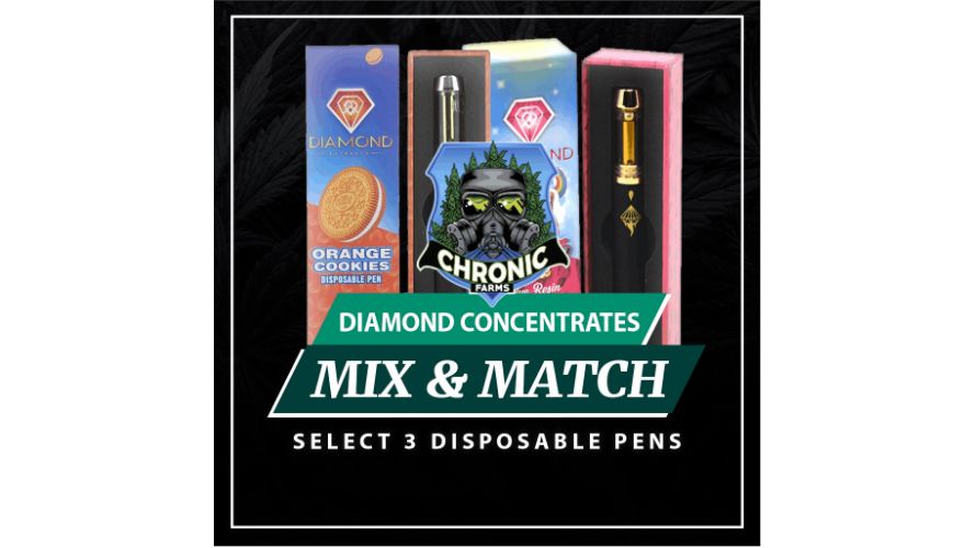 Buy our Diamond Concentrates Disposable Pens - Mix & Match Bundle 3PACK and earn 100 points that you can use for your future purchases!
