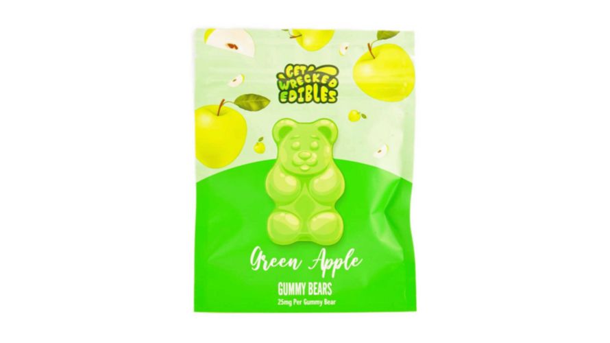 These canna edibles are shaped like nostalgic gummy bears, but they contain 25mg per gummy, for a total of 150mg of THC (you get six pieces per package). 