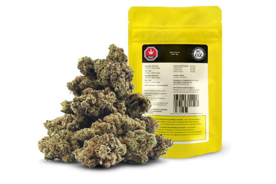 Explore White Fire OG strain & learn more about its high THC levels of up to 28%, bold aromas & balanced effects & why it's worth buying online.