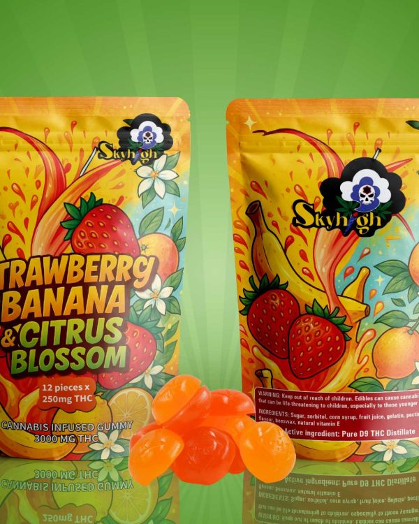 Sky High Edibles – Strawberry Banana + Citrus Blossom Gummy 3000mg THC